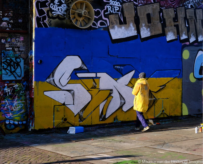 NDSM Shipyard, Amsterdam, 2022, Graffiti in Ukraine color, Maurice van der Linden Photography